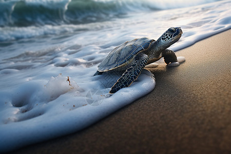 动物主题海龟冲浪背景