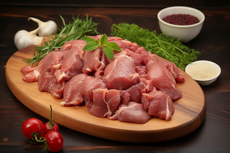 准备烹饪的猪肉食材图片