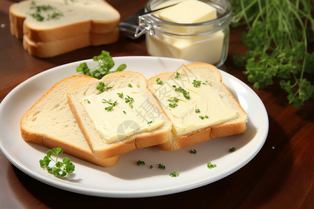 营养早餐的黄油面包图片
