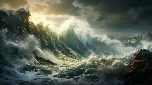 大海汹涌的海浪图片