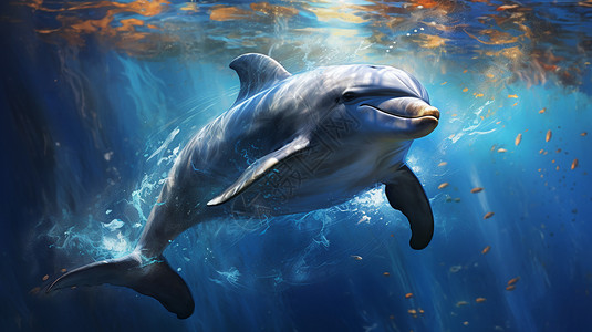 海豚在海里玩耍背景图片