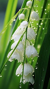 雨中的铃兰花背景图片
