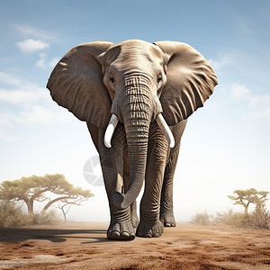 荒漠中的大象图片