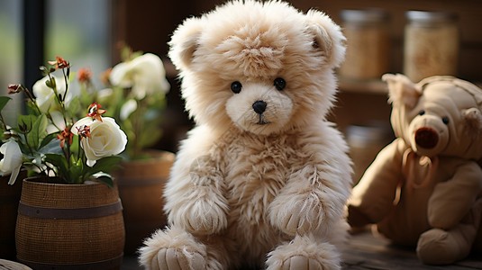 可爱的泰迪小熊背景图片