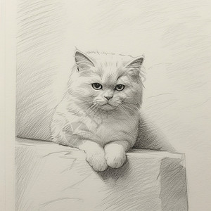 创意艺术的宠物猫咪素描画背景图片