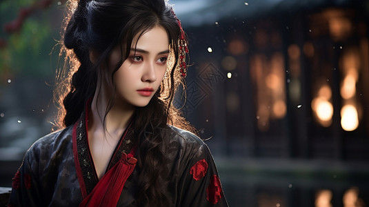 国风汉服传统江南女子背景图片