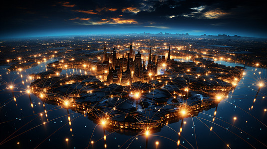 数字化未来感未来感城市信息交换技术设计图片