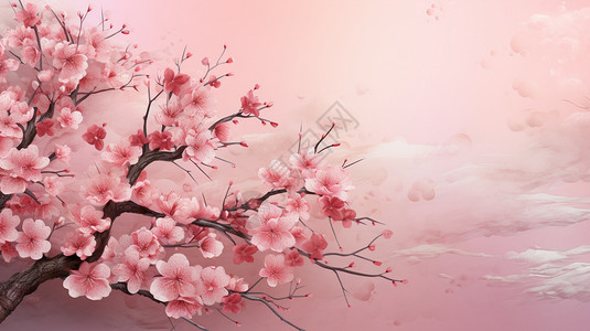 浪漫盛开的梅花背景背景图片