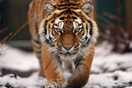 雪地上的老虎高清图片