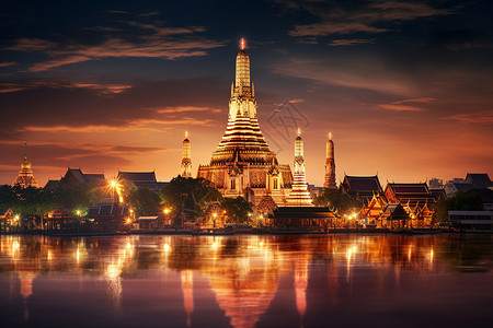曼谷城市曼谷的夜景背景