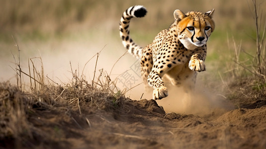 追逐猎物抓捕猎物的猎豹背景