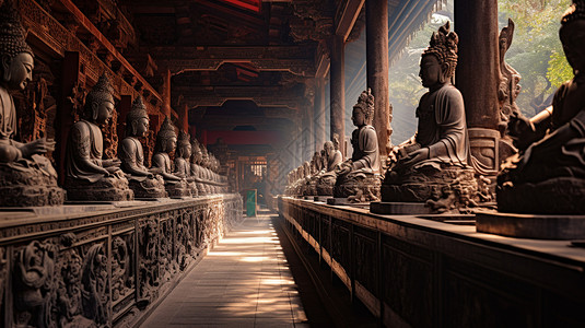 惠山寺静谧神圣的佛像景观设计图片