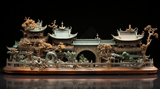 中式古建筑的3D模型图片