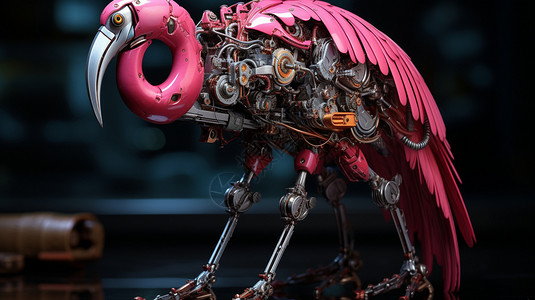 火烈鸟玩具创意概念的机械火烈鸟概念图设计图片