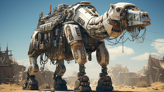 艺术概念的机械骆驼插图背景图片