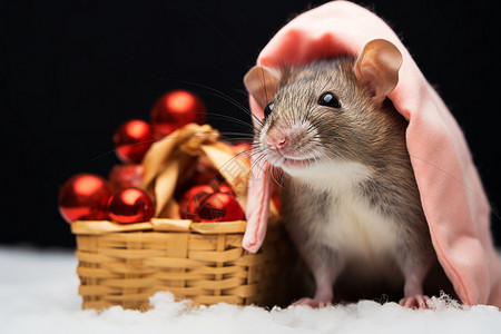 可爱的圣诞老鼠图片