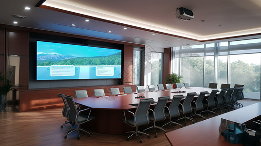 现代的大型会议室背景图片