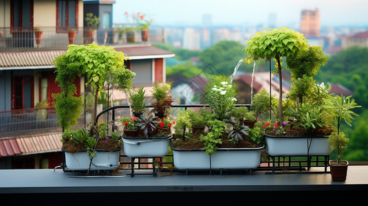 阳台上的绿植装饰图片