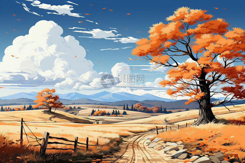 秋日的乡村画图片