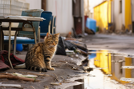 桌子下的猫图片