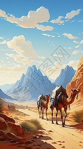 背着行囊的骆驼背景图片
