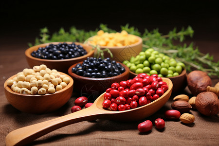 五彩斑斓的豆制品背景图片