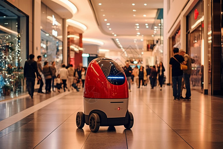 智能创新商场中的智能服务机器人背景