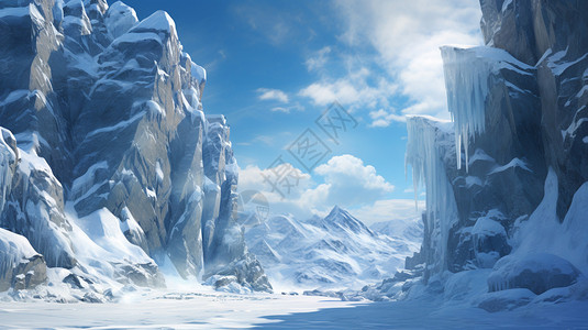 壮观的山间冰川创意插图图片