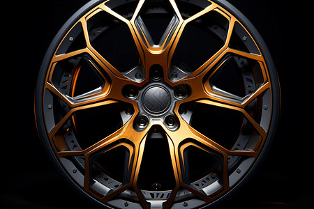 金色边框汽车轮毂背景图片