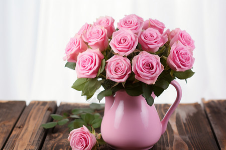 花瓶里的粉玫瑰图片