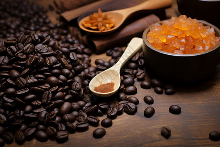 咖啡豆和糖图片