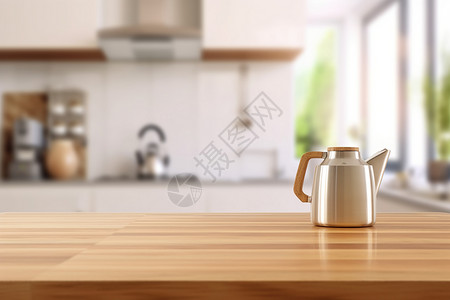 公寓厨房光滑的木质台面图片