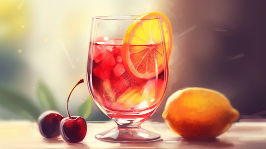 手工调制的樱桃柠檬酒图片