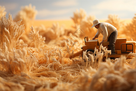 收割小麦的创意高清图片