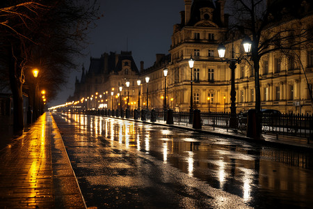 雨夜中的建筑物高清图片