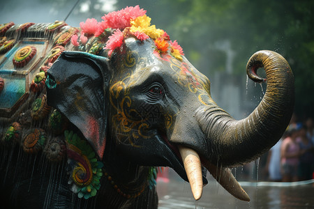 狂欢游行华丽的大象背景