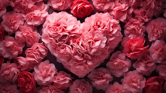 粉色装饰爱心爱心花团背景