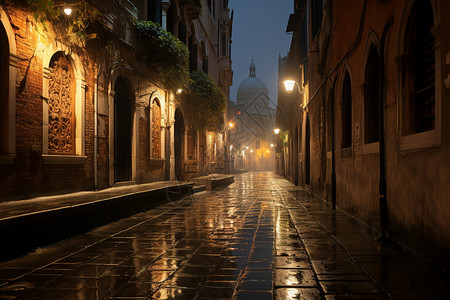雨夜城市街景背景图片