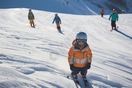 滑雪的孩子雪地孩子高清图片