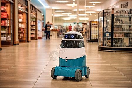 智能商场商场中的机器人背景