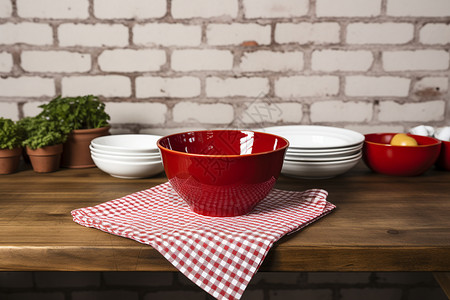厨房物品厨房红色的碗背景
