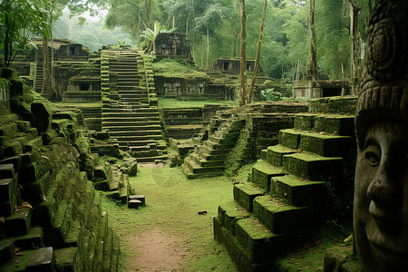古老玛雅废墟背景图片