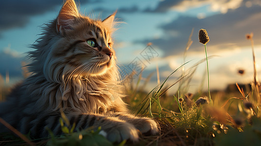 草坪上的两只猫草坪上的猫背景