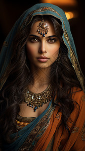 戴头巾的印度美女图片