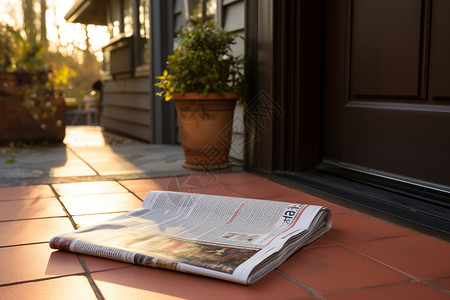 日报门前铺着地毯的一张报纸背景