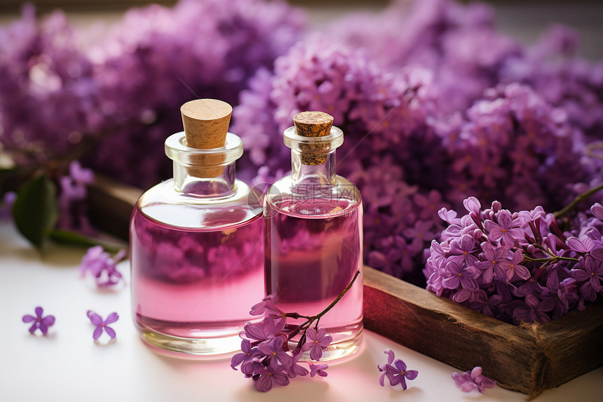 淡紫色的花香精油图片