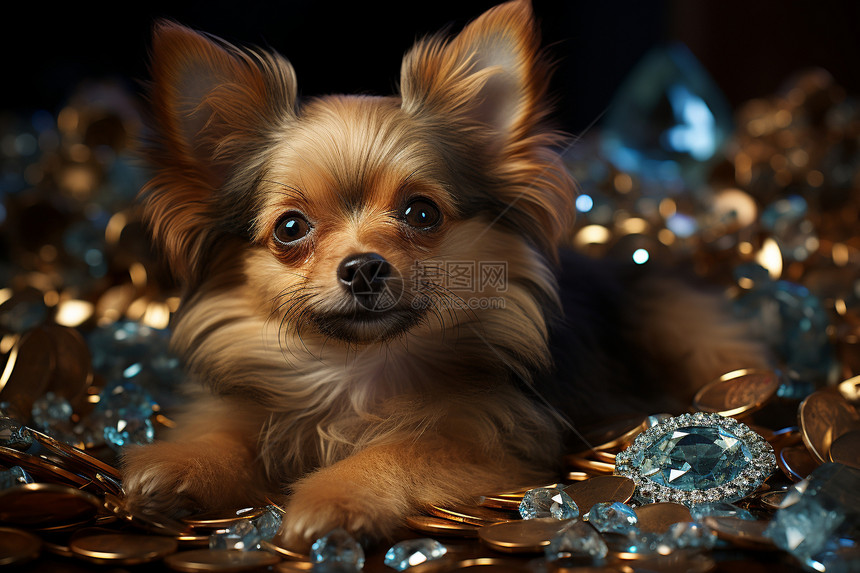珠宝间的小狗图片
