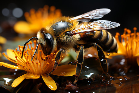 蜜蜂在花上马蜂在花朵上背景