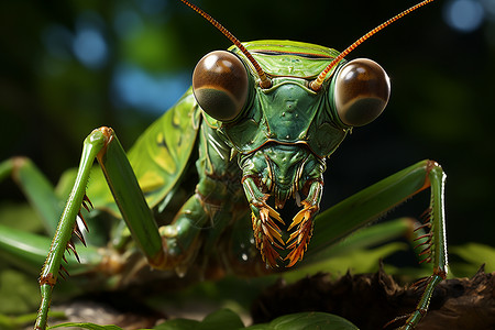 阳光中的小螳螂图片
