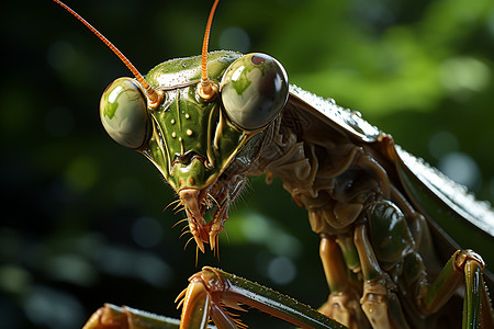 树枝上的螳螂背景图片